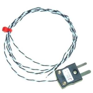 Termopar de unin expuesta IEC de doble torsin con aislamiento de PFA con enchufe en miniatura - Tipo J - Tamao de hebra 1/0.315 - 3M de longitud