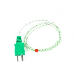 Termopar de unin expuesta IEC Doble trenzado con aislamiento PFA con tapn moldeado - Tipo K - 1/0,3 mm - 2 m de longitud