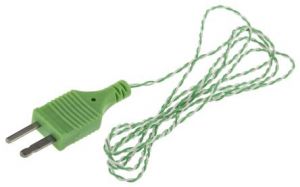 Termopar de unin expuesta IEC Doble trenzado con aislamiento PFA con tapn moldeado - Tipo K - 1/0,2 mm - 1 m de longitud