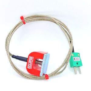 Termopar magntico de potencia de traccin (herradura) tipo K IEC , cable aislado con PFA con trenza de acero inoxidable que termina en enchufe miniatura o estndar