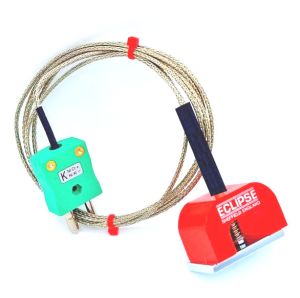 Termopar magntico de potencia de traccin (herradura) tipo K IEC de 4,5 kg, cable aislado con PFA con trenza de acero inoxidable que termina en enchufe estndar - 2M
