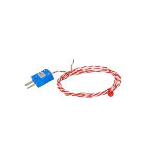 JIS Tipo K Termopar de punta soldada expuesta 1 / 0.2mm PFA Cable trenzado doble con enchufe miniatura 5m