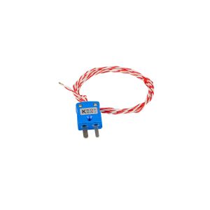 JIS Tipo K Termopar de punta soldada expuesta 1 / 0.2mm PFA Cable trenzado doble con enchufe miniatura 2m