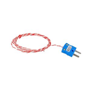 JIS Tipo K Termopar de punta soldada expuesta 1 / 0.2mm PFA Cable trenzado doble con enchufe miniatura 10m