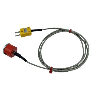 Termopar de imn de botn de traccin ANSI tipo K 1.9kg, cable aislado PFA con revestimiento de acero inoxidable que termina en miniatura o enchufe estndar