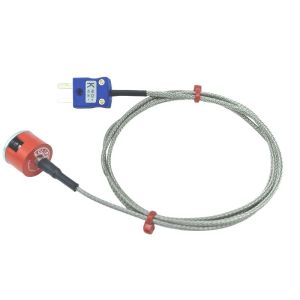 JIS Tipo K 1.9kg Botn de tirn Magnet Termopar, Cable aislado PFA con Acero Inoxidable Sobre-Trenza Terminando en Miniatura o Enchufe Estndar