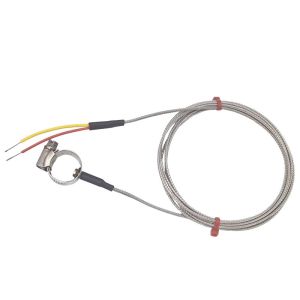 Termopar de superficie de tubera ANSI, trenzado de acero inoxidable de fibra de vidrio - Tipo K