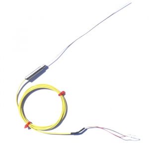 Termopar con aislamiento mineral de respuesta rpida de 0,25 mm de dimetro con olla plana y colas ANSI de PFA - Tipo K