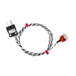 Termopar magntico de botn IEC tipo K de 0,7 kg, aislado con PTFE con enchufe en miniatura tipo J - 1 m de longitud
