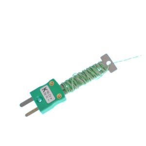Termopar de unin expuesta IEC con cable PFA con mini enchufe instalado - Tipo K - PFA doble trenzado - 2 m de longitud
