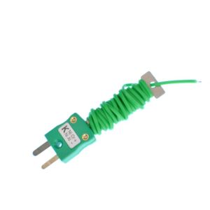Termopar de unin expuesta IEC con cable PFA con mini enchufe instalado - Tipo K - Par plano PFA - 1 m de longitud
