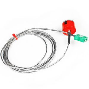 Termopar de imn de traccin IEC tipo K de 3 kg, cable aislado con PFA con trenza de acero inoxidable que termina en enchufe en miniatura - 2M
