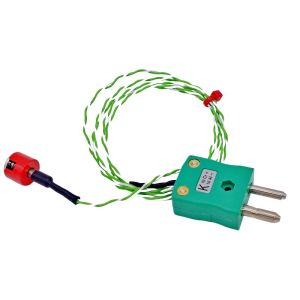 Termopar magntico de botn de extraccin IEC tipo K de 0,7 kg, aislado de PTFE con enchufe estndar tipo K - 2 m de longitud