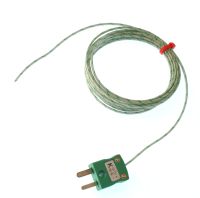 Termopar de unin expuesta IEC de par plano aislado con fibra de vidrio - Tipo K con terminacin de enchufe en miniatura - 1/0.508mm x 5M