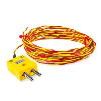 Termopares de punta soldada expuesta de fibra de vidrio doble retorcida de alta temperatura ANSI con terminacin de enchufe en miniatura o estndar