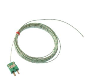 Termopar de unin expuesta IEC de par plano aislado con fibra de vidrio - Tipo K con terminacin de enchufe en miniatura - 1 / 0.315 mm x 1 m