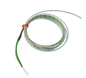 Termopar de unin expuesta IEC de par plano aislado con fibra de vidrio - Tipo K con terminacin de colas desnudas - 1/0.508 mm x 300 mm