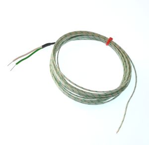 Termopar de unin expuesta IEC de par plano aislado con fibra de vidrio - Tipo K con terminacin de colas desnudas - 1/0.508mm x 2M