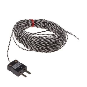 Termopar de unin expuesta IEC trenzado doble con aislamiento de PTFE con enchufe en miniatura - Tipo J - Longitud de 10 M