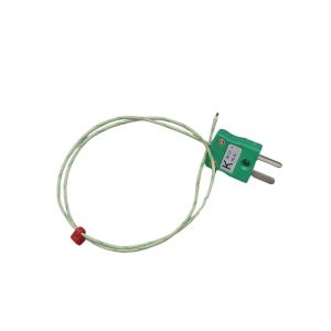 Termopar de unin expuesta IEC de par plano aislado con fibra de vidrio - Tipo K con terminacin de enchufe en miniatura - 1 / 0.508 mm x 300 mm