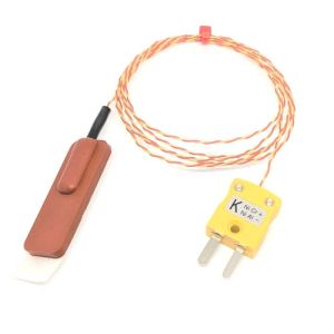 Termopar de parche de goma de silicona ANSI, PFA Twin Twisted - Tipo K con terminacin de enchufe en miniatura - 2M
