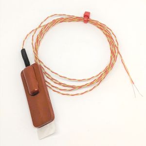 Termopar de parche de goma de silicona ANSI, PFA Twin Twisted - Tipo K con terminacin de colas desnudas - 2M