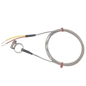 Termopar de superficie de tubera ANSI, trenza de acero inoxidable de fibra de vidrio - Tipo K para adaptarse a un dimetro de tubera de 30-45 mm