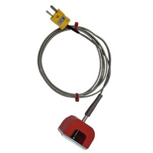 Termopar magntico de potencia de traccin (herradura) tipo K ANSI, cable aislado con PFA con terminacin de trenza de acero inoxidable en enchufe en miniatura - 3M