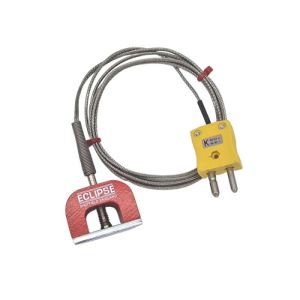Termopar magntico de potencia de traccin (herradura) tipo K ANSI, cable aislado con PFA con trenzado de acero inoxidable que termina en enchufe estndar - 3M