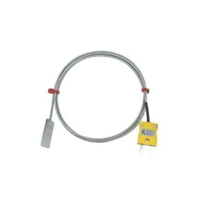 Termopar de hoja ANSI, cable aislado de fibra de vidrio con terminacin de trenza de acero inoxidable en enchufe en miniatura - 5 m de longitud