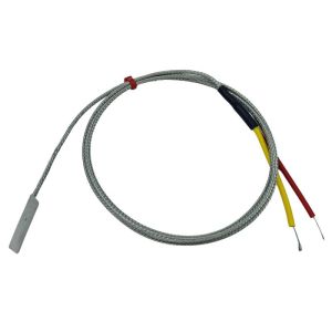 Termopar de hoja ANSI, cable aislado con fibra de vidrio con trenza de acero inoxidable que termina en colas desnudas - 1 m de longitud