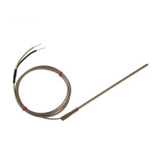 Sonda de termopar de uso general IEC, cable aislado de fibra de vidrio con trenza de acero inoxidable - Tipo J - Terminacin de colas desnudas - 2M