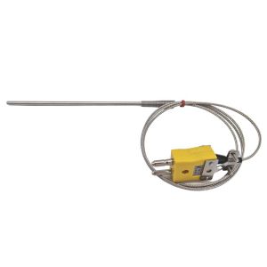 Sonda de termopar de uso general ANSI, cable aislado de fibra de vidrio con trenza de acero inoxidable - Terminacin tipo K en enchufe estndar - Longitud de 1 m