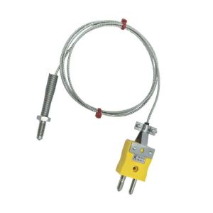 Termopar de boquilla ANSI, cable aislado de fibra de vidrio con trenza de acero inoxidable - Tipo K que termina en enchufe estndar - 5 m de longitud