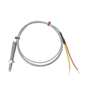 Termopar de boquilla ANSI, cable aislado de fibra de vidrio con trenza de acero inoxidable - Tipo K que termina en colas desnudas - 1 m de longitud