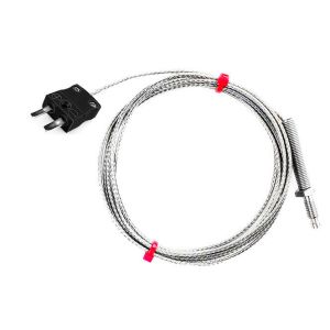  Termopar de boquilla IEC, cable aislado de fibra de vidrio con trenzado de acero inoxidable - Tipo J - Terminacin de enchufe en miniatura - 2M