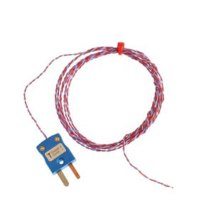 Termopar de unin expuesta aislado ANSI PFA con enchufe en miniatura - Tipo T - Tamao de hebra de 1 / 0.3 mm - Longitud de 5 m