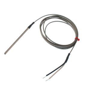 Termopar conectado a tierra fabricado por IEC en tubo de acero inoxidable, cable trenzado de acero inoxidable de fibra de vidrio - Tipo J - 4,76 mm de dimetro - 100 mm de longitud