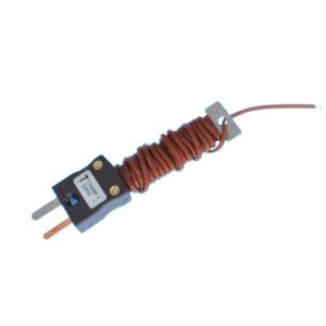 PFA Cable Tidy IEC Exposed Junction Termopar con Mini Enchufe Instalado - Tipo T - PFA Par Plano - 2M de Longitud