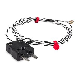 Termopar de disco de alambre fino IEC, PTFE con enchufe en miniatura - Tipo J - 5M