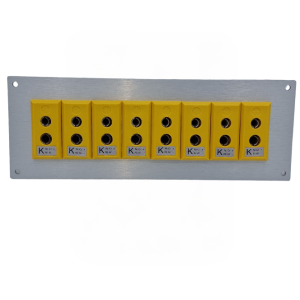 Panel de aluminio con conector termopar y enchufes estndar ANSI tipo K - 8 vas