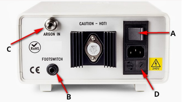 Thermocouple Welder Rear Panel